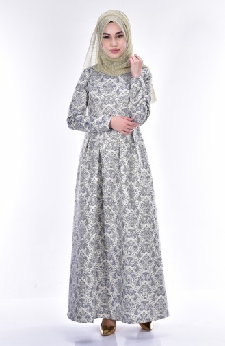 Gray Hijab Evening Dress 0118-01