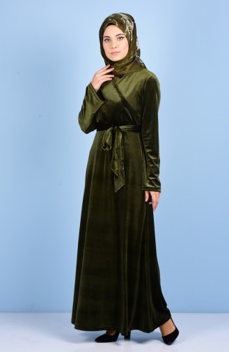 Velvet Dress 4122-05 Khaki Green 4122-05