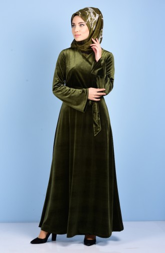 Velvet Dress 4122-05 Khaki Green 4122-05