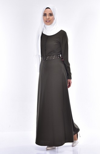 Khaki Hijab Dress 4411-05