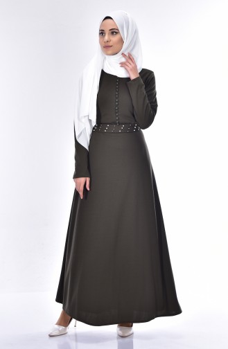 Khaki Hijab Dress 4411-05