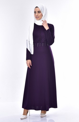 Dark Purple Hijab Dress 4411-01