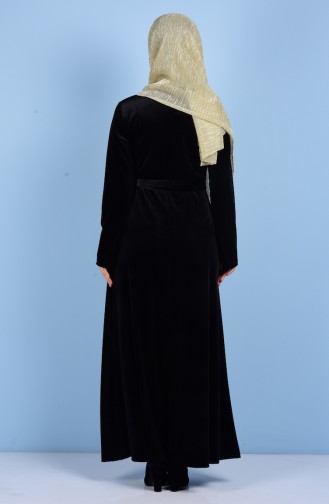 Kadife Elbise 4122-02 Siyah
