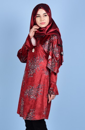 Kadife Desenli Tunik 0994-03 Kiremit