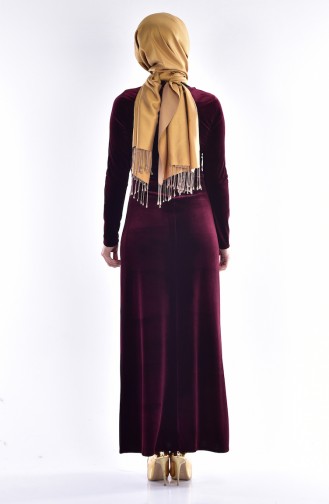 Claret Red Hijab Dress 1635-03