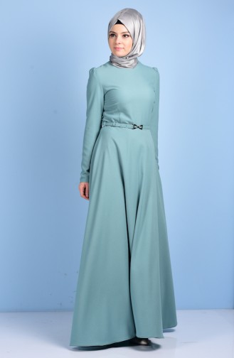 Unreife Mandelgrün Hijab Kleider 7137-04