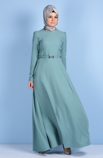 Unreife Mandelgrün Hijab Kleider 7137-04