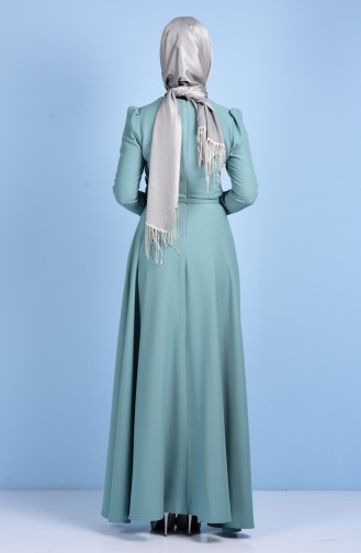 Green Almond Hijab Dress 7137-04