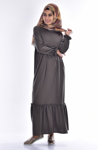 Khaki Hijab Dress 1190-05