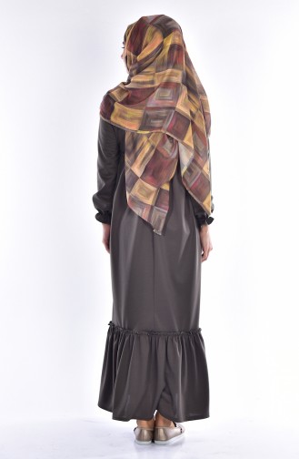 Khaki Hijab Dress 1190-05