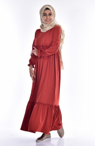 Brick Red Hijab Dress 1190-02