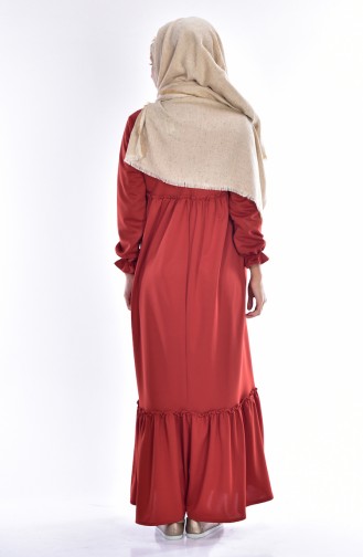 Brick Red Hijab Dress 1190-02