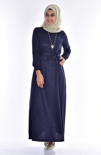 Navy Blue Hijab Dress 3215-03