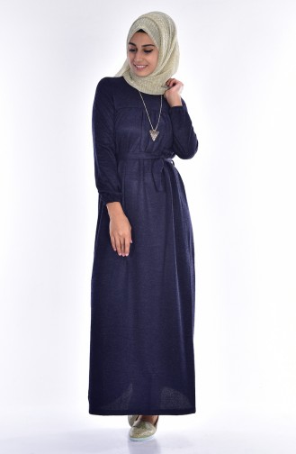 Navy Blue Hijab Dress 3215-03