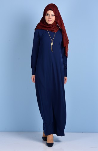 Navy Blue Hijab Dress 1194-05