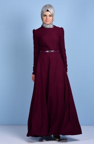 Plum Hijab Dress 7137-02