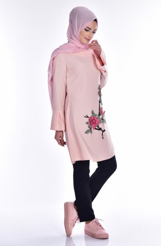 Nakış Detaylı Tunik 0863-05 Pudra