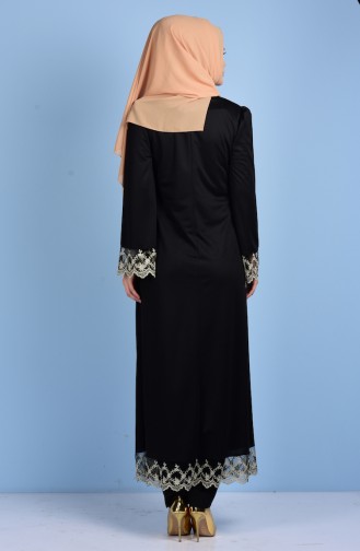 Abaya mit Spitzen 2021-02 Schwarz 2021-02