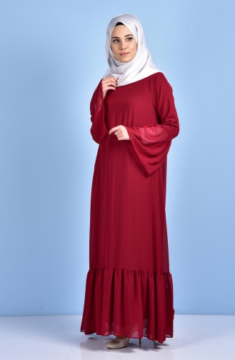 Şifon Elbise 4162-06 Bordo