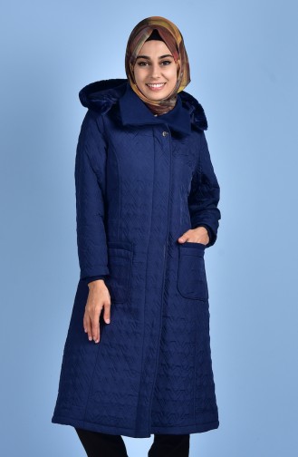 Caban avec Poches Détail Fourrure 5049-07 Bleu Marine Clair 5049-07