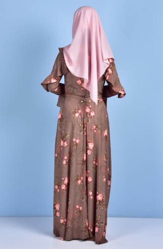 فستان بيج داكن مائل الى الوردي 5028-02