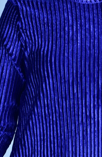 Ensemble Deux Pieces Tunique Pantalon Velours 17100-04 Bleu Roi 17100-04
