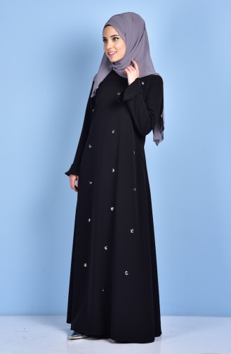 Taş İşlemeli Elbise 1193-05 Siyah