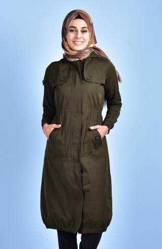 Anorak mit Kapuzen 7008-04 Dunkel Khaki Grün 7008-04