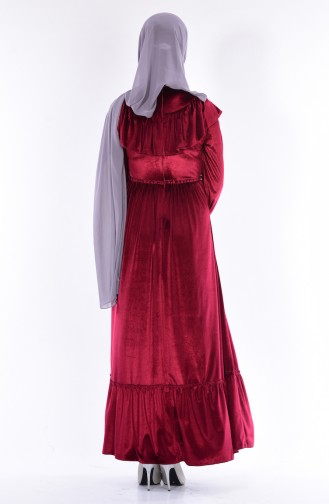 Claret Red Hijab Dress 0573-05