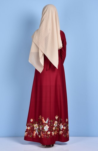 Claret Red Hijab Dress 5067-04