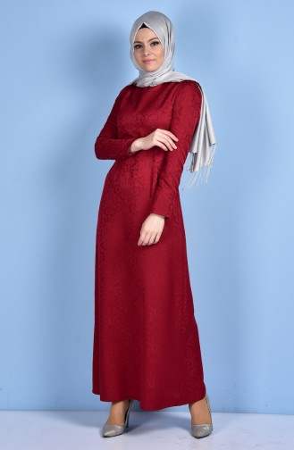 TUBANUR Jaquard Dress 2772A-01 Claret Red 2772A-01