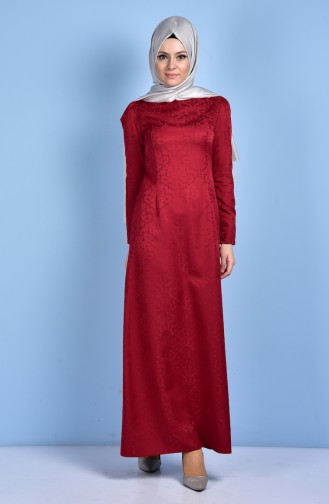 TUBANUR Jaquard Dress 2772A-01 Claret Red 2772A-01