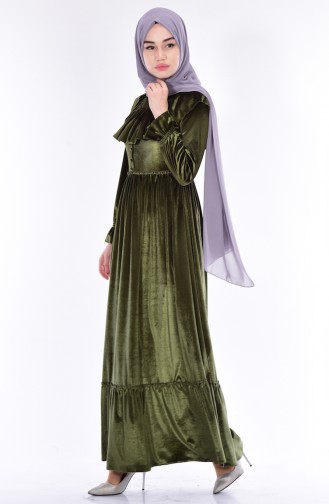 Khaki Hijab Dress 0573-03