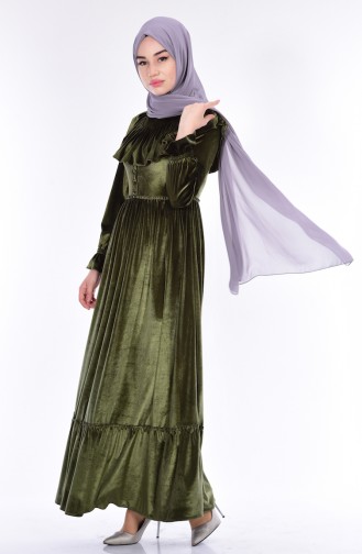 Khaki Hijab Dress 0573-03