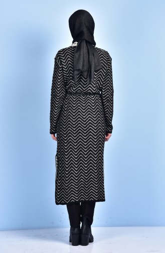 Çizgili Triko Hırka 6040-01 Siyah