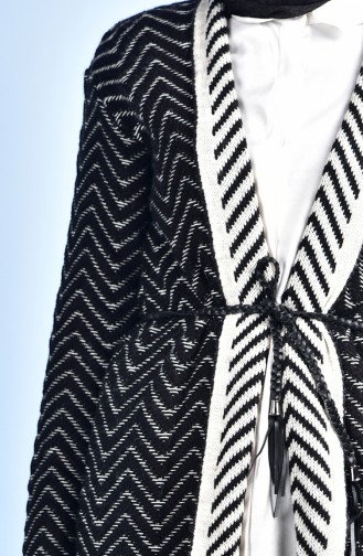 Çizgili Triko Hırka 6040-01 Siyah