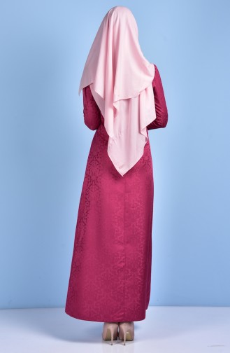 توبانور فستان بتصميم الجاكار  2772-24 لون فوشيا داكن 2772-24