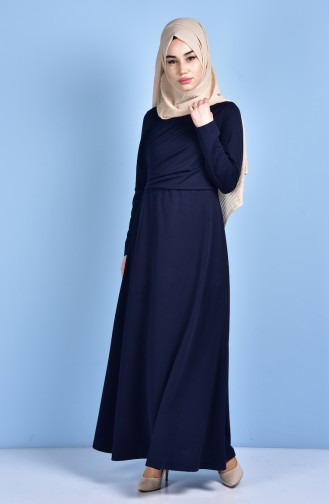 Navy Blue Hijab Dress 1001-01