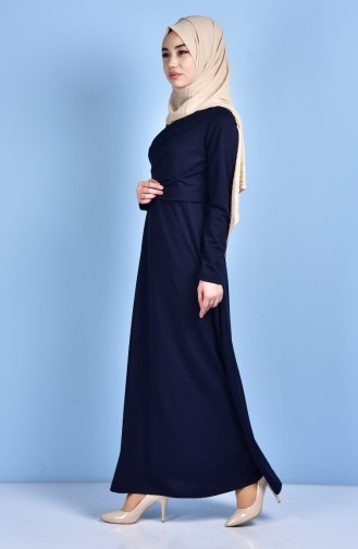 Navy Blue Hijab Dress 1001-01
