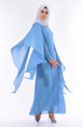 Robe de Soirée Mousseline 99089-04 Bleu 99089-04