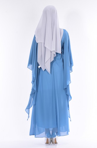 Şifon Detaylı Abiye Elbise 99089-04 Mavi