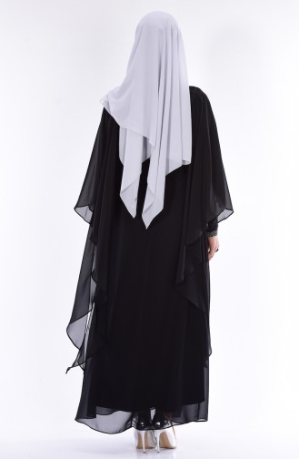 Black Hijab Evening Dress 99089-02