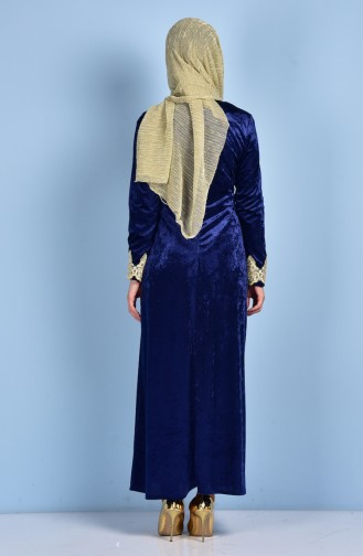 Navy Blue Hijab Dress 3187-04