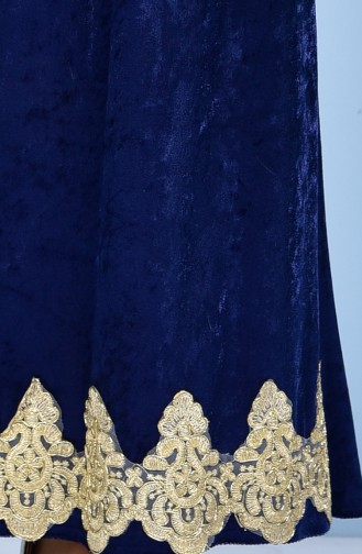 Navy Blue Hijab Dress 3187-04
