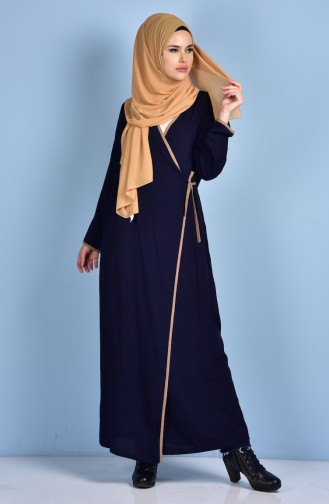 Navy Blue Hijab Dress 0635-03