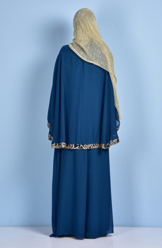 Petrol Hijab Evening Dress 52620-04