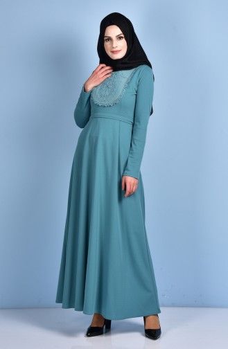 Unreife Mandelgrün Hijab Kleider 5068-03