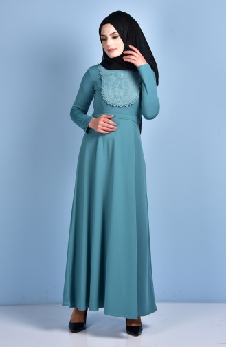 Green Almond Hijab Dress 5068-03