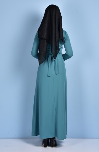 Unreife Mandelgrün Hijab Kleider 5068-03