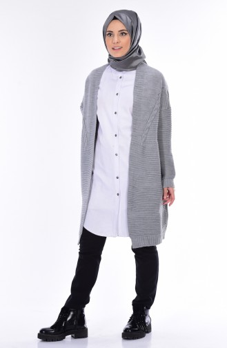 Gilet Tricot Manches Chauve-Souris 5656-05 Gris 5656-05